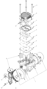 Pump Parts Diagram and Parts List for OF25150A  Campbell Hausfeld Compressor